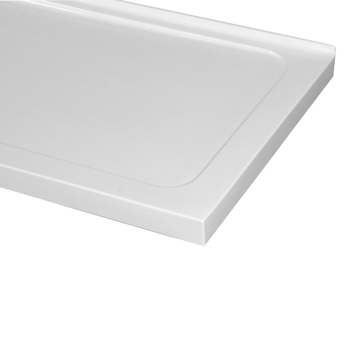 Kingston Nauru VTSB60324DL 60-Inch x 32-Inch Anti-Skid Acrylic Double Threshold Shower Base with Left Drain, Glossy White