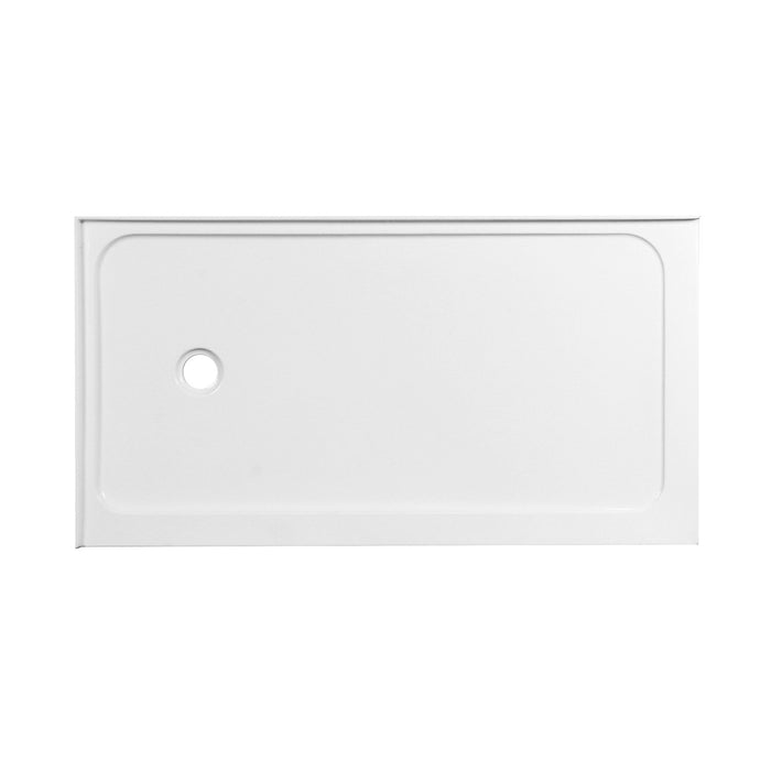 Kingston Nauru VTSB60324DL 60-Inch x 32-Inch Anti-Skid Acrylic Double Threshold Shower Base with Left Drain, Glossy White