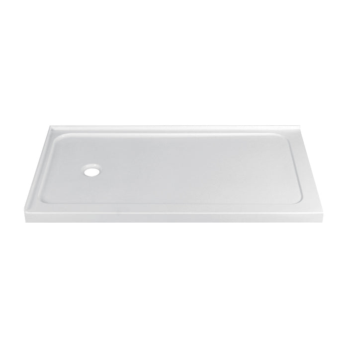 Kingston Nauru VTSB60324DL 60-Inch x 32-Inch Anti-Skid Acrylic Double Threshold Shower Base with Left Drain, Glossy White