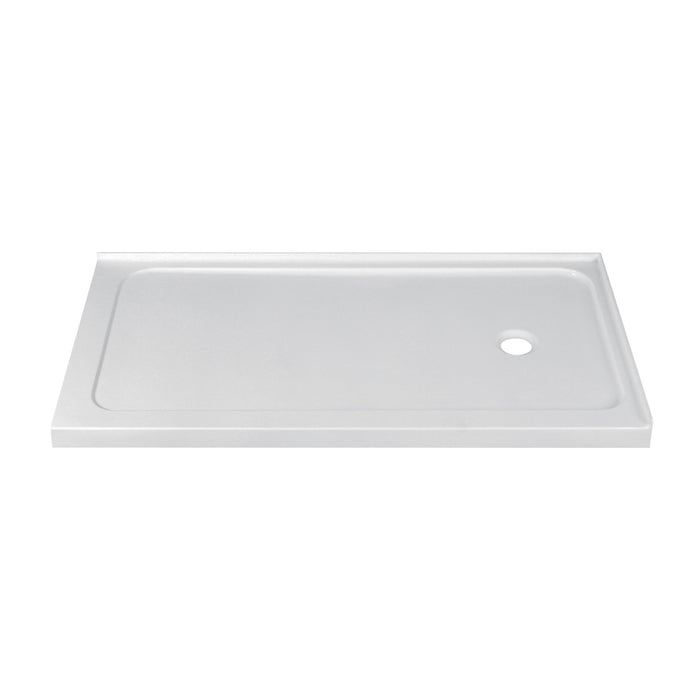 Kingston Nauru VTSB60324DR 60-Inch x 32-Inch Anti-Skid Acrylic Double Threshold Shower Base with Right Drain, Glossy White