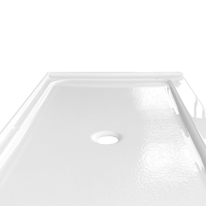 Kingston Boracay VTSB60324TC 60-Inch x 32-Inch Anti-Skid Acrylic Single Threshold Shower Base with Center Drain, Glossy White