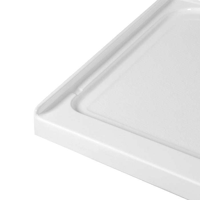Kingston Boracay VTSB60324TC 60-Inch x 32-Inch Anti-Skid Acrylic Single Threshold Shower Base with Center Drain, Glossy White