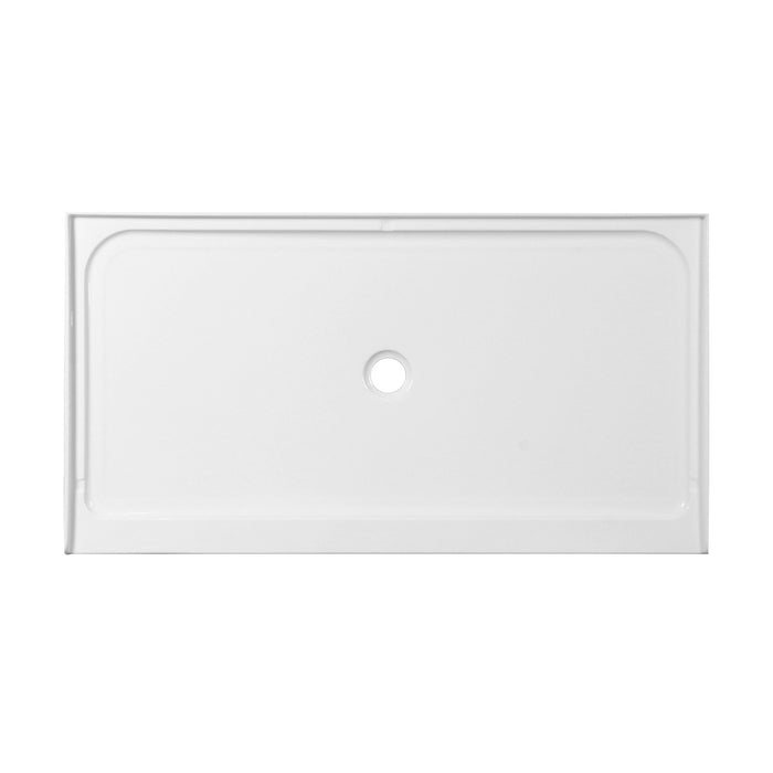 Kingston Boracay VTSB60324TC 60-Inch x 32-Inch Anti-Skid Acrylic Single Threshold Shower Base with Center Drain, Glossy White