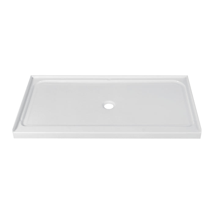 Kingston Boracay VTSB60324TC 60-Inch x 32-Inch Anti-Skid Acrylic Single Threshold Shower Base with Center Drain, Glossy White