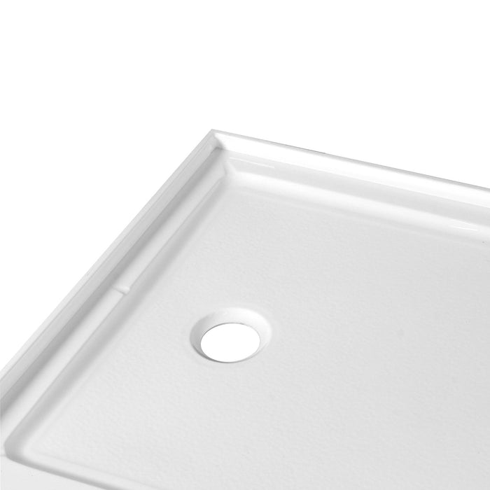 Kingston Barbuda VTSB60324TL 60-Inch x 32-Inch Anti-Skid Acrylic Single Threshold Shower Base with Left Drain, Glossy White