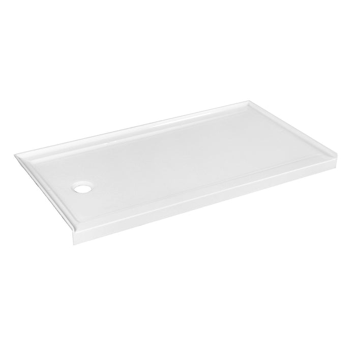Kingston Barbuda VTSB60324TL 60-Inch x 32-Inch Anti-Skid Acrylic Single Threshold Shower Base with Left Drain, Glossy White