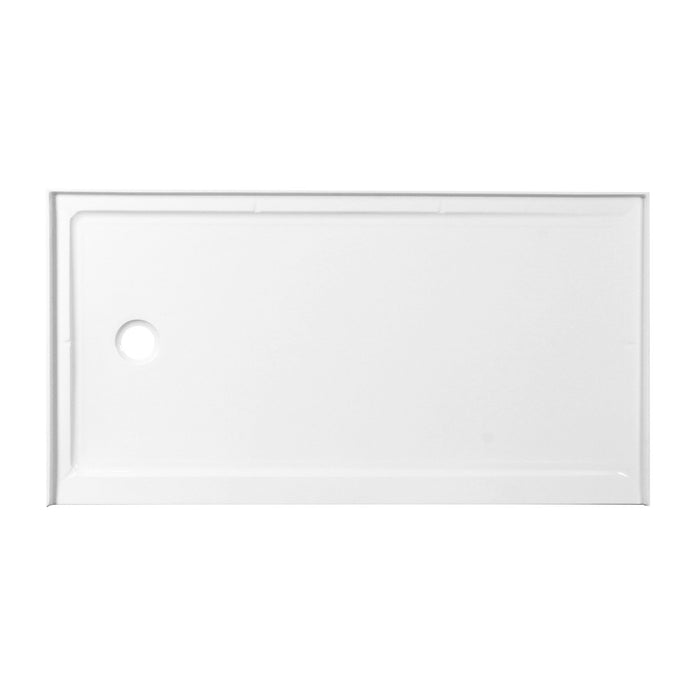Kingston Barbuda VTSB60324TL 60-Inch x 32-Inch Anti-Skid Acrylic Single Threshold Shower Base with Left Drain, Glossy White