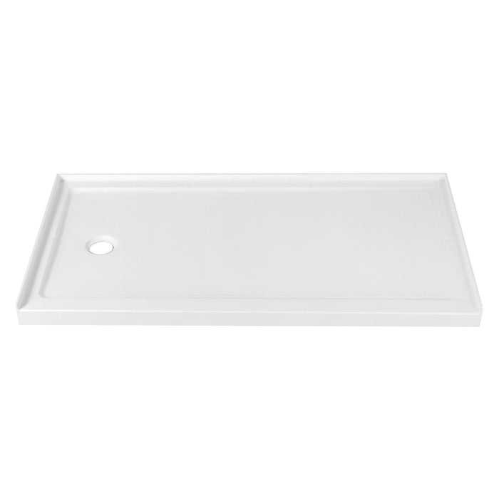 Kingston Barbuda VTSB60324TL 60-Inch x 32-Inch Anti-Skid Acrylic Single Threshold Shower Base with Left Drain, Glossy White