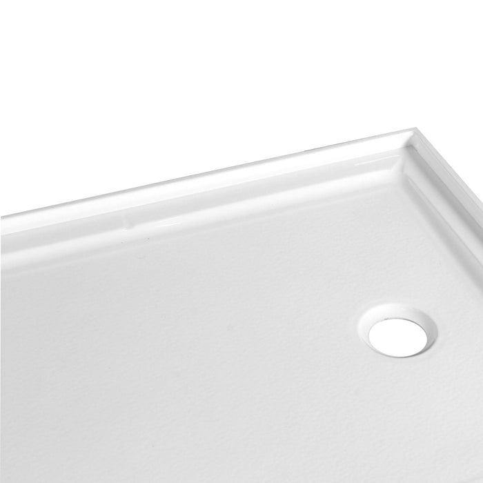 Kingston Barbuda VTSB60324TR 60-Inch x 32-Inch Anti-Skid Acrylic Single Threshold Shower Base with Right Drain, Glossy White
