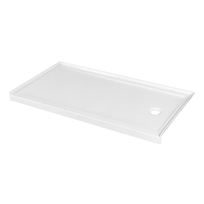 Kingston Barbuda VTSB60324TR 60-Inch x 32-Inch Anti-Skid Acrylic Single Threshold Shower Base with Right Drain, Glossy White