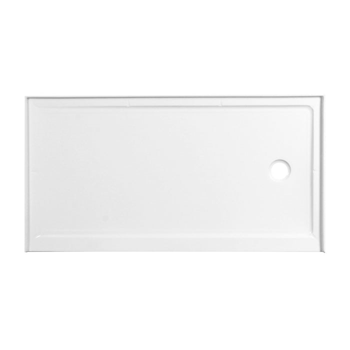 Kingston Barbuda VTSB60324TR 60-Inch x 32-Inch Anti-Skid Acrylic Single Threshold Shower Base with Right Drain, Glossy White