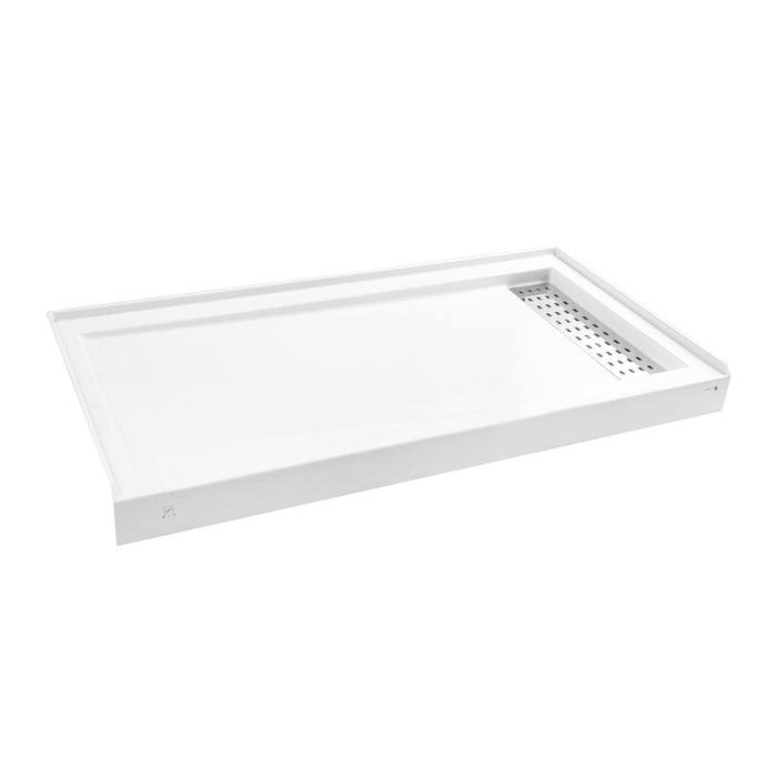 Kingston Sona VTSB60325RT - Curacao 60-Inch x 32-Inch Anti-Skid Acrylic Single Threshold Shower Base with Right Drain, Glossy White