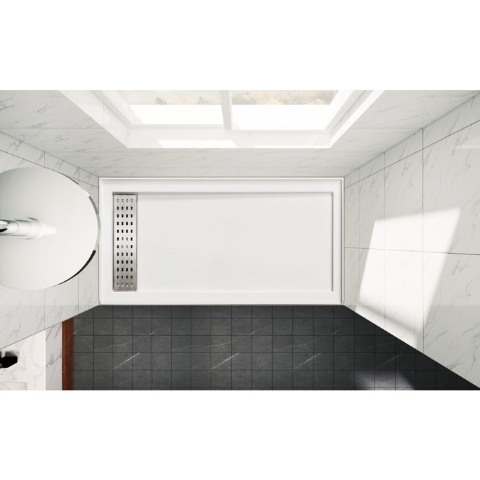 Kingston Sona VTSB60325RT - Curacao 60-Inch x 32-Inch Anti-Skid Acrylic Single Threshold Shower Base with Right Drain, Glossy White