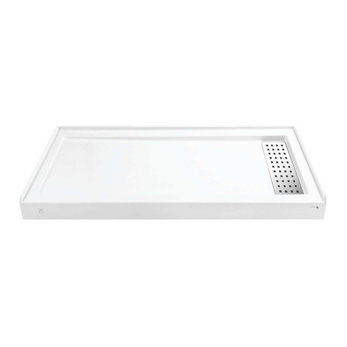 Kingston Sona VTSB60325RT - Curacao 60-Inch x 32-Inch Anti-Skid Acrylic Single Threshold Shower Base with Right Drain, Glossy White