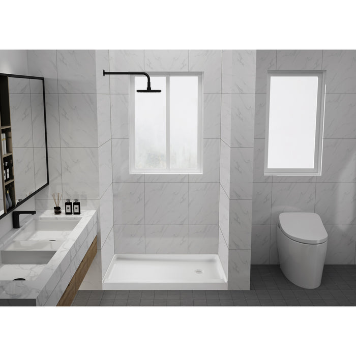 Kingston Tulare VTSB60326R - Bonaire 60-Inch x 32-Inch Anti-Skid Acrylic Shower Base with Right Hand Drain, White