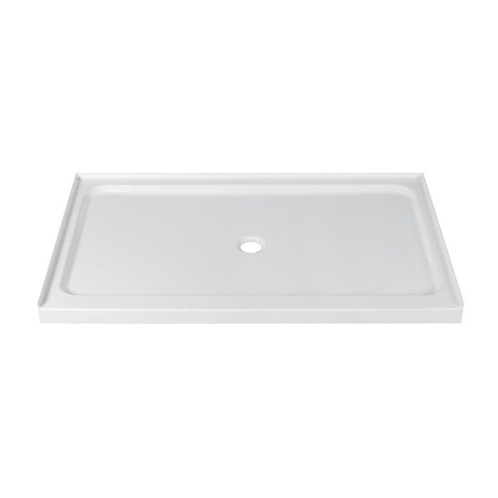 Kingston Boracay VTSB60364TC 60-Inch x 36-Inch Acrylic Single Threshold Shower Base with Center Drain, Glossy White