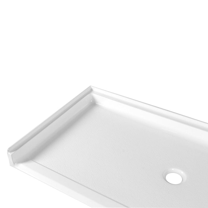 Kingston Madura VTSB62315C 62-Inch x 31-Inch Anti-Skid Acrylic Barrier Free Single Threshold Shower Base with Center Drain, Glossy White