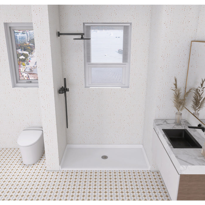 Kingston Madura VTSB62315C 62-Inch x 31-Inch Anti-Skid Acrylic Barrier Free Single Threshold Shower Base with Center Drain, Glossy White