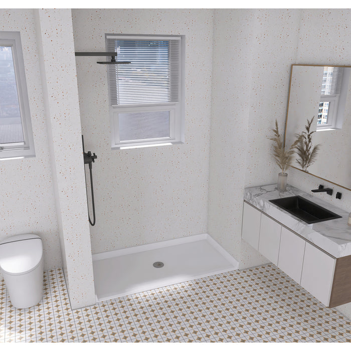 Kingston Madura VTSB62315C 62-Inch x 31-Inch Anti-Skid Acrylic Barrier Free Single Threshold Shower Base with Center Drain, Glossy White