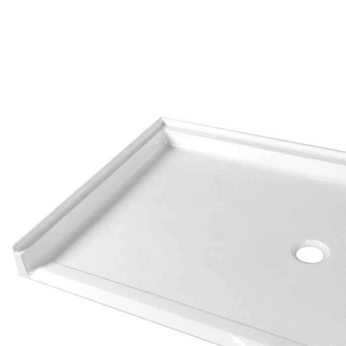 Kingston Madura VTSB62365C 62-Inch x 36-Inch Anti-Skid Acrylic Barrier Free Single Threshold Shower Base with Center Drain, Glossy White