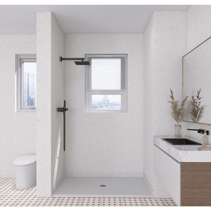 Kingston Madura VTSB62385C 62-Inch x 38-Inch Anti-Skid Acrylic Barrier Free Single Threshold Shower Base with Center Drain, Glossy White