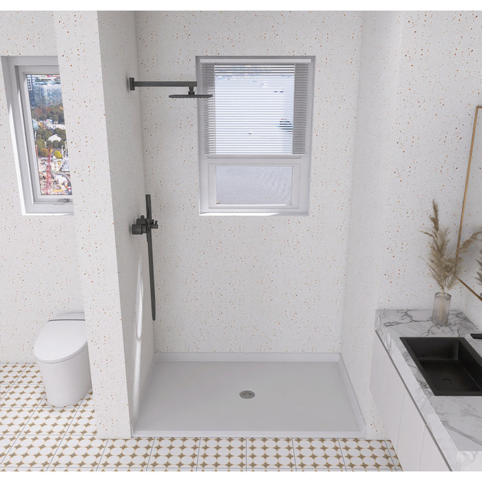 Kingston Madura VTSB62385C 62-Inch x 38-Inch Anti-Skid Acrylic Barrier Free Single Threshold Shower Base with Center Drain, Glossy White