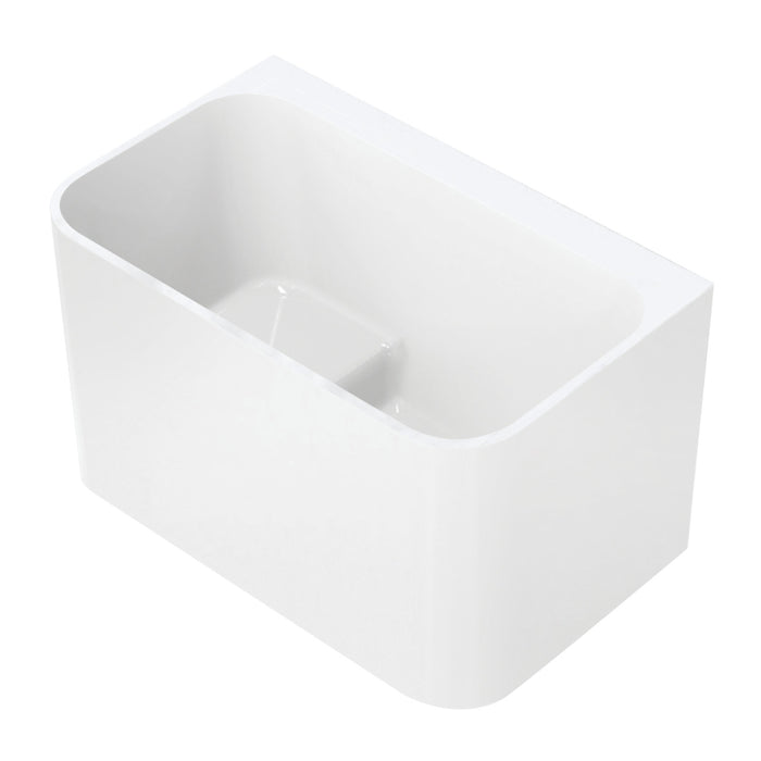 Aqua Eden VTSQ472726S 47-Inch Rectangular Acrylic Freestanding Tub with Drain and Integrated Seat, Glossy White