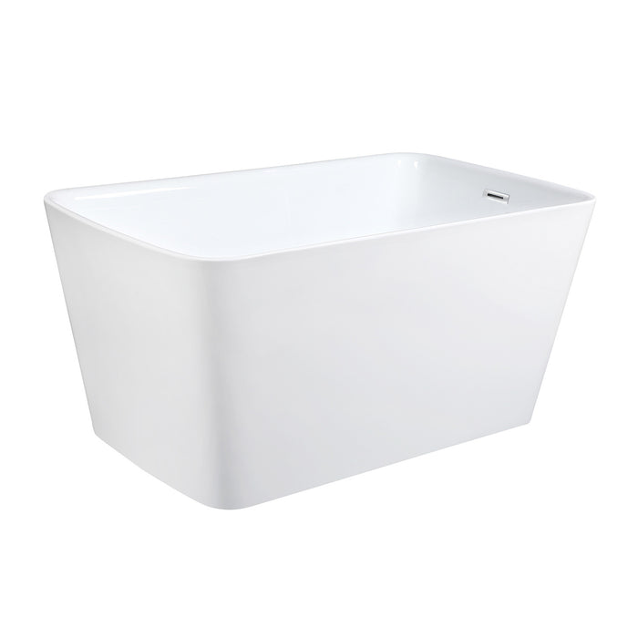 Kingston Sona VTSQ473026S - Aqua Eden 47-Inch Acrylic Rectangular Double Ended Freestanding Tub with Drain and Integrated Seat, Glossy White