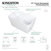 Kingston Brass Aqua Eden VTSQ473026S 47-Inch Acrylic Rectangular