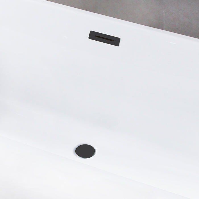 Kingston Sona VTSQ512823C410 - Aqua Eden 51-Inch Acrylic Rectangular Double Ended Freestanding Tub with Drain, Glossy White/Matte Black