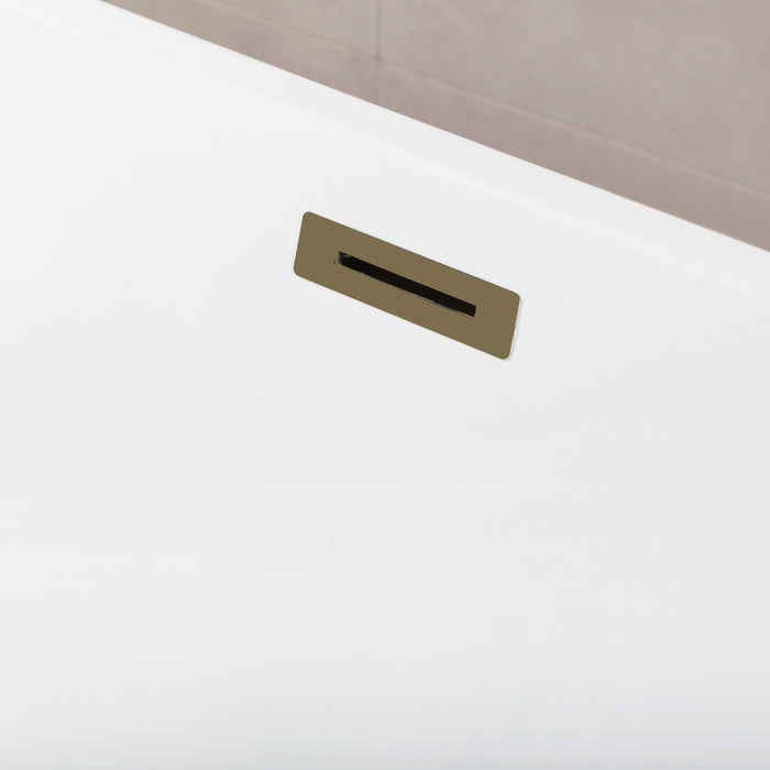 Aqua Eden VTSQ512823C413 51-Inch Acrylic Rectangular Double Ended Freestanding Tub with Drain, Glossy White/Antique Brass
