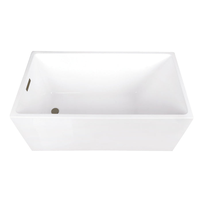 Aqua Eden VTSQ512823C413 51-Inch Acrylic Rectangular Double Ended Freestanding Tub with Drain, Glossy White/Antique Brass