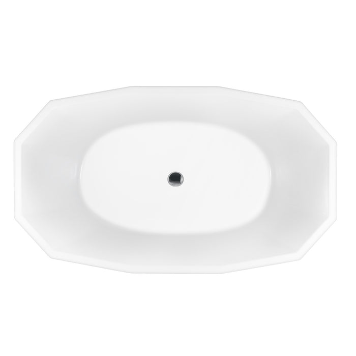 Kingston Sona VTSQ513024 - Aqua Eden 51-Inch Acrylic Oval Double Ended Freestanding Tub with Drain, Glossy White