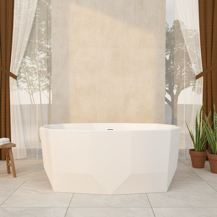 Kingston Sona VTSQ513024 - Aqua Eden 51-Inch Acrylic Oval Double Ended Freestanding Tub with Drain, Glossy White