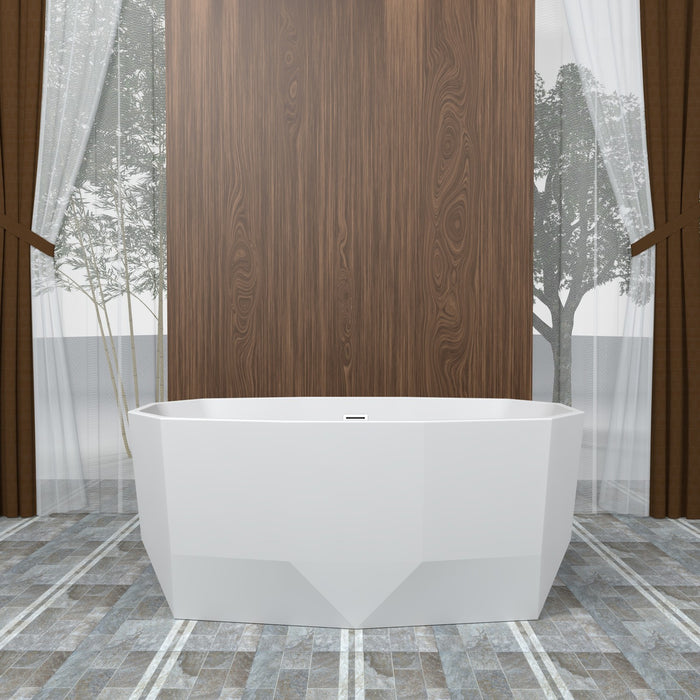 Kingston Sona VTSQ593024 - Aqua Eden 59-Inch Acrylic Oval Double Ended Freestanding Tub with Drain, Glossy White