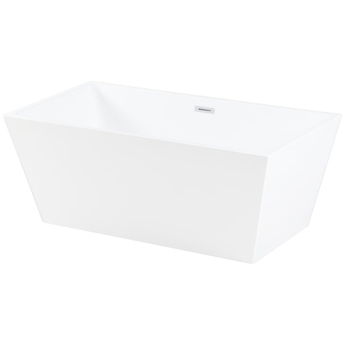 Aqua Eden VTSQ593223 59-Inch Acrylic Rectangular Double Ended Freestanding Tub with Drain, Glossy White
