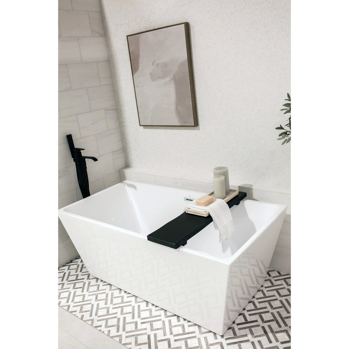 Aqua Eden VTSQ593223 59-Inch Acrylic Rectangular Double Ended Freestanding Tub with Drain, Glossy White