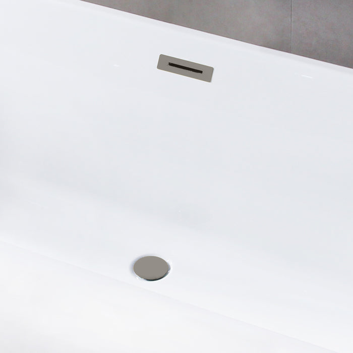 Kingston Sona VTSQ593223C418 - Aqua Eden 59-Inch Acrylic Rectangular Double Ended Freestanding Tub with Drain, Glossy White/Brushed Nickel