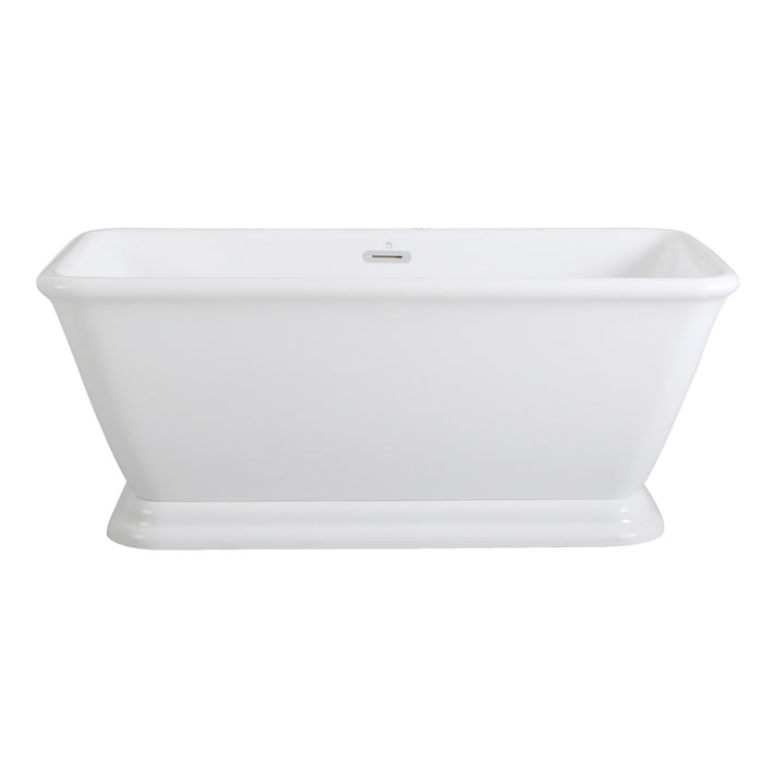 Kingston Heirloom VTSQ602824 - Aqua Eden 60-Inch Acrylic Oval Rectangular Double Ended Pedestal Tub with Drain (No Faucet Drillings), Glossy White