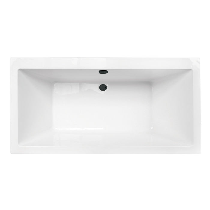 Kingston Sona VTSQ663422M0 - Aqua Eden 66-Inch Acrylic Rectangular Double Ended Freestanding Tub with Overflow/Drain Assembly, Glossy White/Matte Black