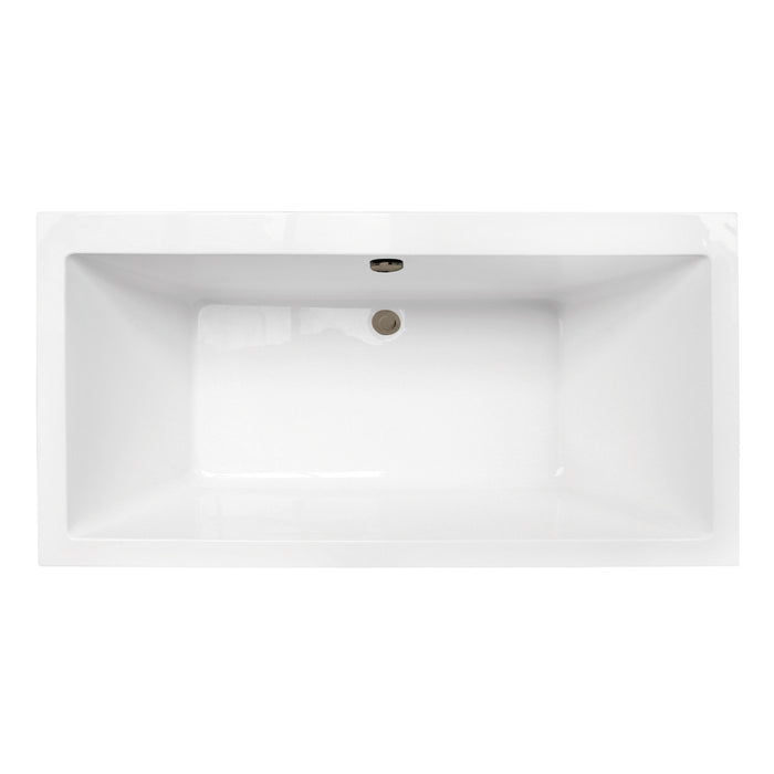 Aqua Eden VTSQ663422M3 66-Inch Acrylic Rectangular Double Ended Freestanding Tub with Overflow/Drain Assembly, Glossy White/Antique Brass