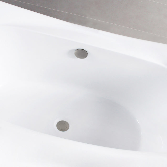 Kingston Sona VTSQ663422M8 - Aqua Eden 66-Inch Acrylic Rectangular Double Ended Freestanding Tub with Overflow/Drain Assembly, Glossy White/Brushed Nickel