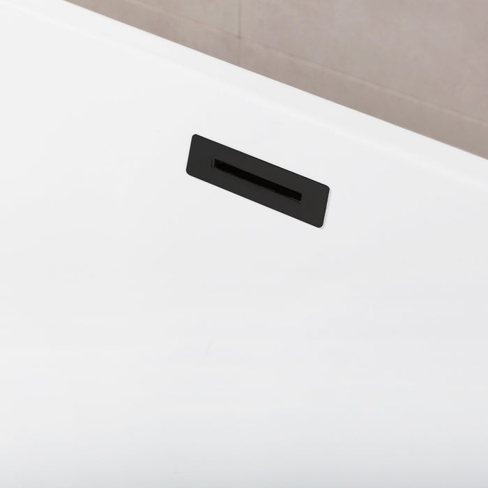 Kingston Sona VTSQ672923C410 - Aqua Eden 67-Inch Acrylic Rectangular Double Ended Freestanding Tub with Drain, Glossy White/Matte Black