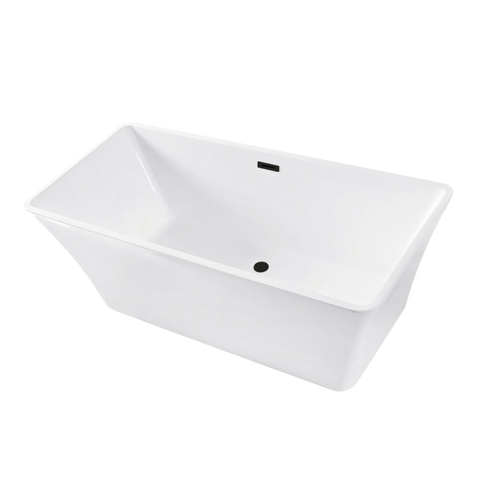 Kingston Sona VTSQ672923C410 - Aqua Eden 67-Inch Acrylic Rectangular Double Ended Freestanding Tub with Drain, Glossy White/Matte Black