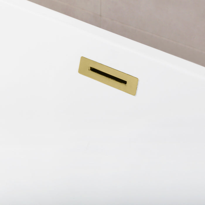 Kingston Sona VTSQ672923C412 - Aqua Eden 67-Inch Acrylic Rectangular Double Ended Freestanding Tub with Drain, Glossy White/Polished Brass