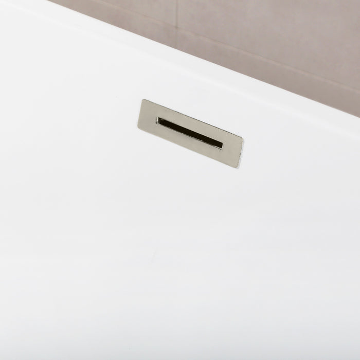 Aqua Eden VTSQ672923C416 67-Inch Acrylic Rectangular Double Ended Freestanding Tub with Drain, Glossy White/Polished Nickel