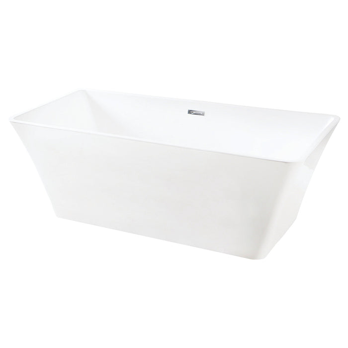 Kingston Sona VTSQ672923 - Aqua Eden 67-Inch Acrylic Rectangular Double Ended Freestanding Tub with Drain, Glossy White