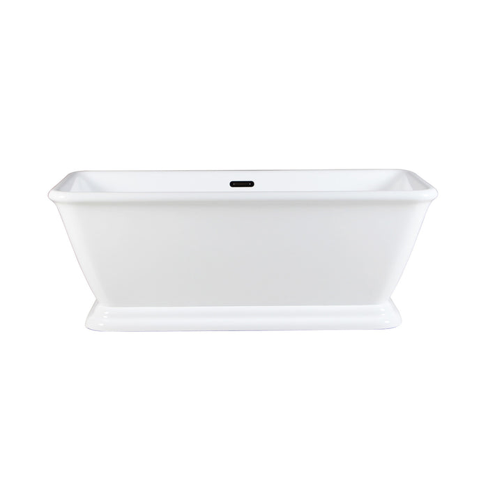 Aqua Eden VTSQ713224 71-Inch Acrylic Oval Rectangular Double Ended Pedestal Tub with Drain (No Faucet Drillings), Glossy White