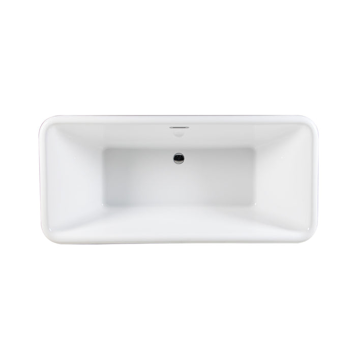 Aqua Eden VTSQ713224 71-Inch Acrylic Oval Rectangular Double Ended Pedestal Tub with Drain (No Faucet Drillings), Glossy White