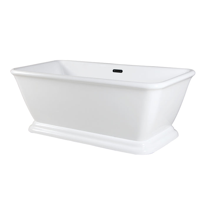 Kingston Heirloom VTSQ713224 - Aqua Eden 71-Inch Acrylic Oval Rectangular Double Ended Pedestal Tub with Drain (No Faucet Drillings), Glossy White